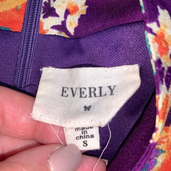 Everly Womens Dress Retro Floral Cold Shoulder Choker Collar Keyhole Small - Picture 10 of 11